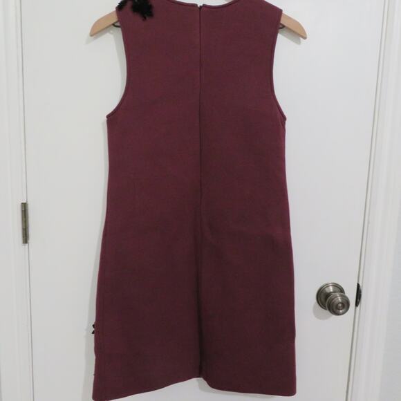 Dhruv Kapoor Anthropologie Women Sz XS Burgundy Yellow Floral Sequin Shift Dress - Picture 2 of 7